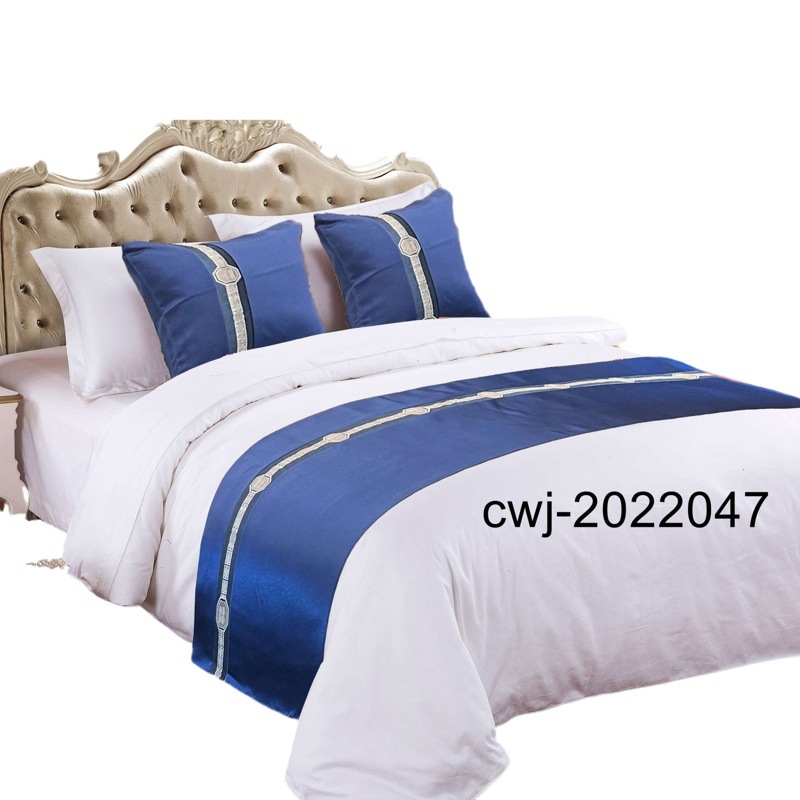 Hotel bed flag solid color stitching bedside mattress pillow soft model bed cover