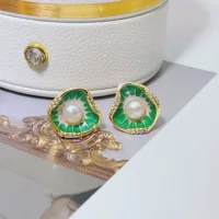 Zhuji жемчуг оптовые натуральные пресноводные жемчужные серьги женские зеленые капли листьев лотоса серьги свежие милые серьги