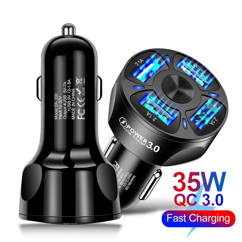 3AQC30 Fast Dual USB Charging Phone Drive Four One Split 4 Car Charger_voghion.com