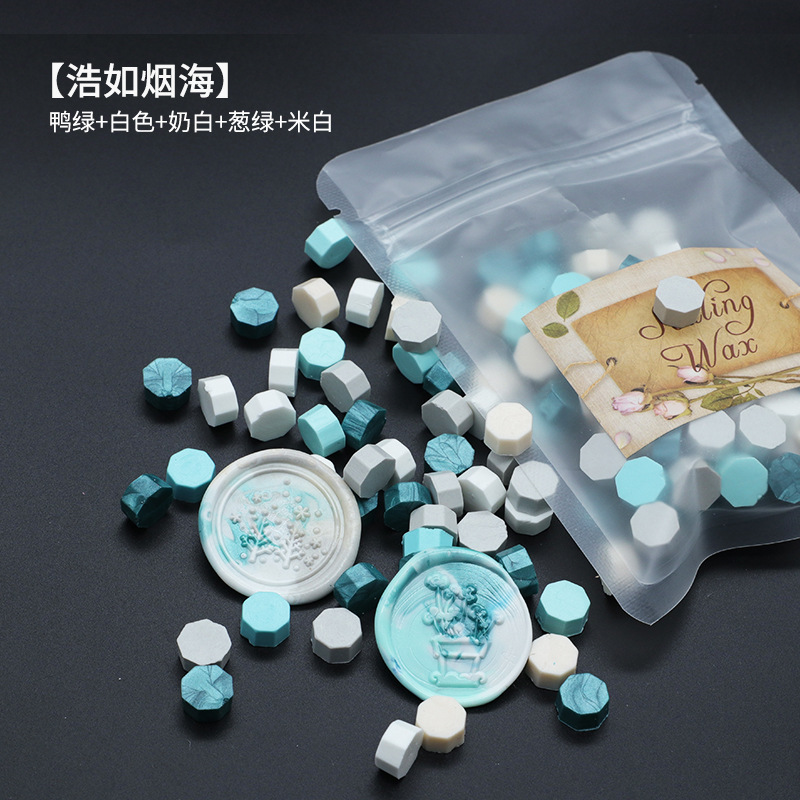 Ocho-lado fuego pintura cera grano mezclado color 35g bolsa de embalaje fuego pintura cera sello al por mayor sobre DIY mano cuenta de sellado Uso de cera
