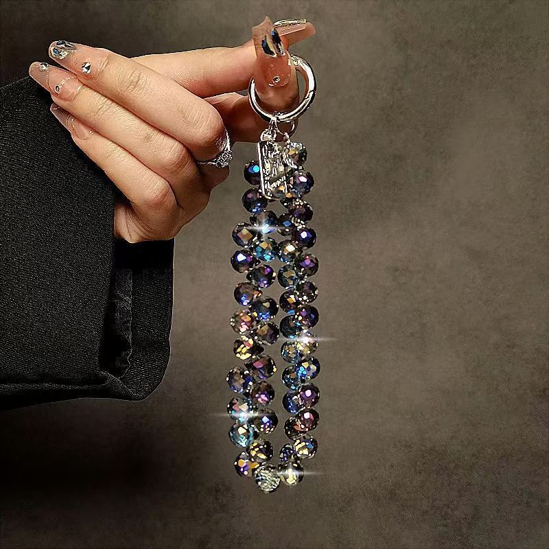 High-End Water Drop Crystal Hanging Chain Luxury Mobile Phone Lanyard Short Handmade Beaded Wrist Chain Satchel Anti-Lost Pendant