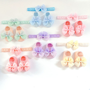 New Cross-Border Baby Hairband Hairpin Set Baby Shoes and Socks Newborn Boat Socks Headband Children's Hair Accessories Gifts Wholesale