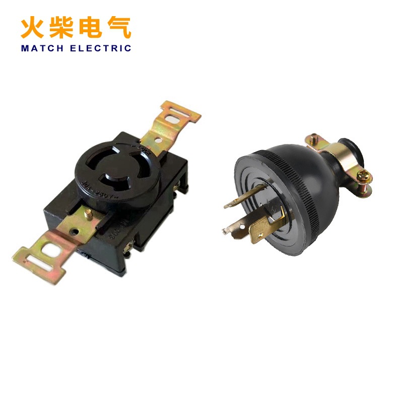 168F 2KW 3KW发电机配件美式三脚插头30A-250V 三孔插座发电机组