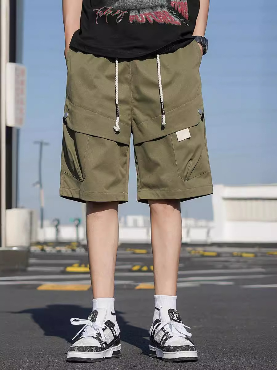 Pantalones cortos de herramienta de moda para hombres, guapo estilo de puerto, pantalones casuales de cinco puntos largos, pantalones cortos de hombre, pantalones medianos