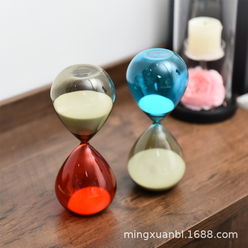Nordic hogar vidrieras reloj de arena temporizador 30 minutos de dos colores regalo creativo decoración de escritorio regalo