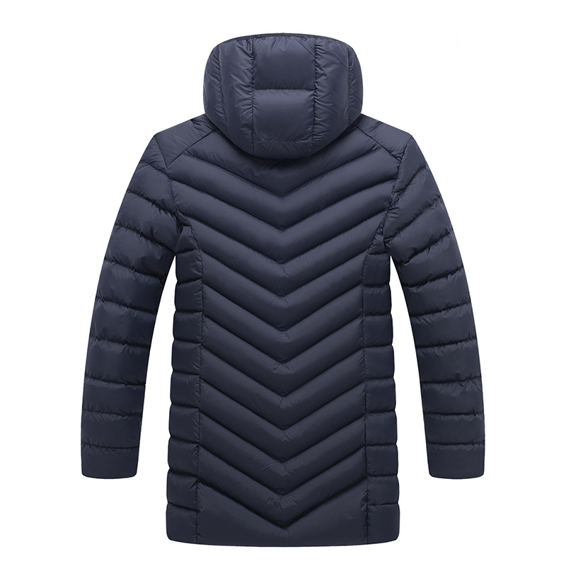 Chaqueta acolchada de algodón Amazon transfronteriza para hombre 2021 chaqueta acolchada de algodón con capucha para hombre chaqueta de hombre forrada de lana de longitud media chaqueta acolchada de algodón cálido