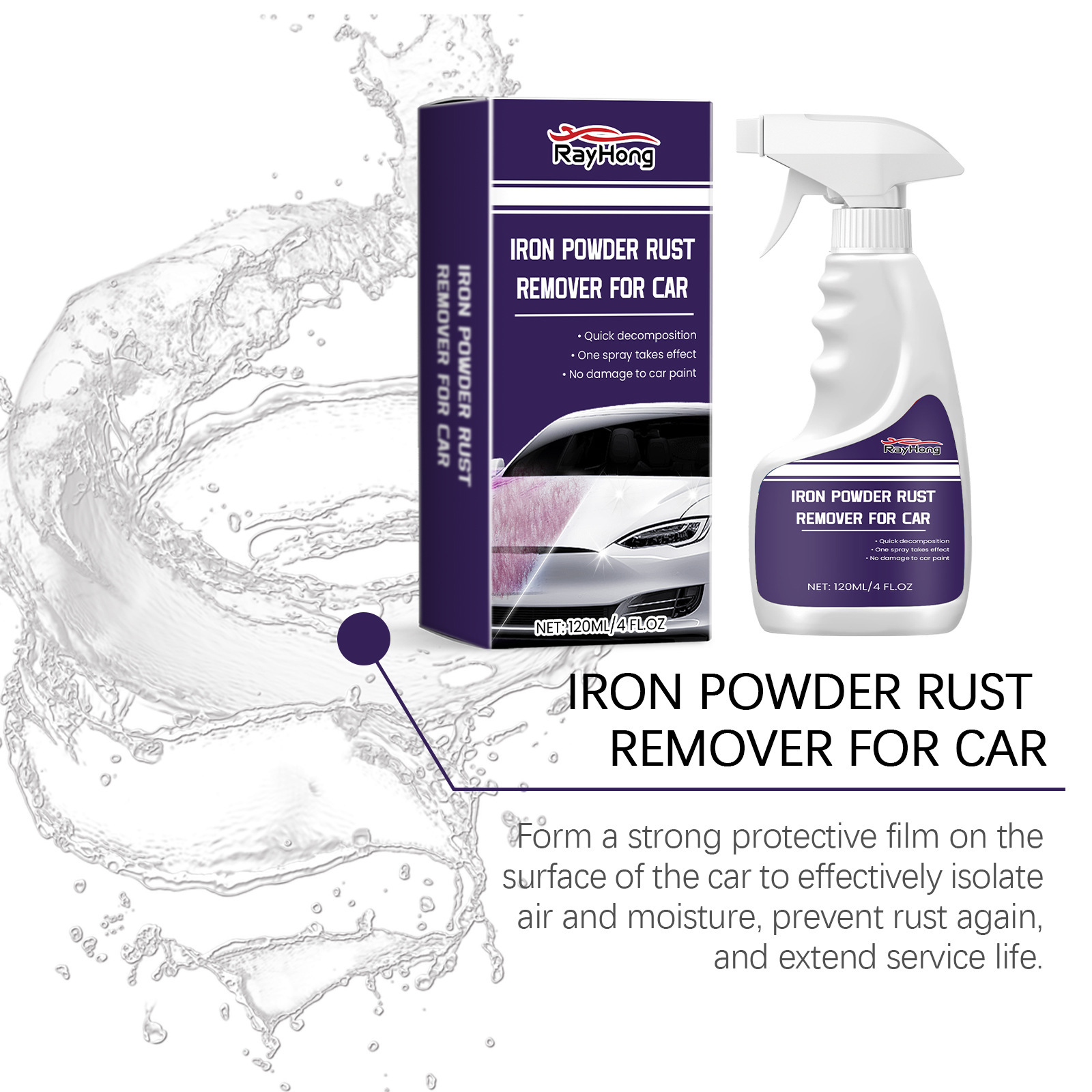 Rayhong Car Iron Powder Rust Remover Car Paint Decontamination Rust Polishing Cleaning Stain Renovation Maintenance