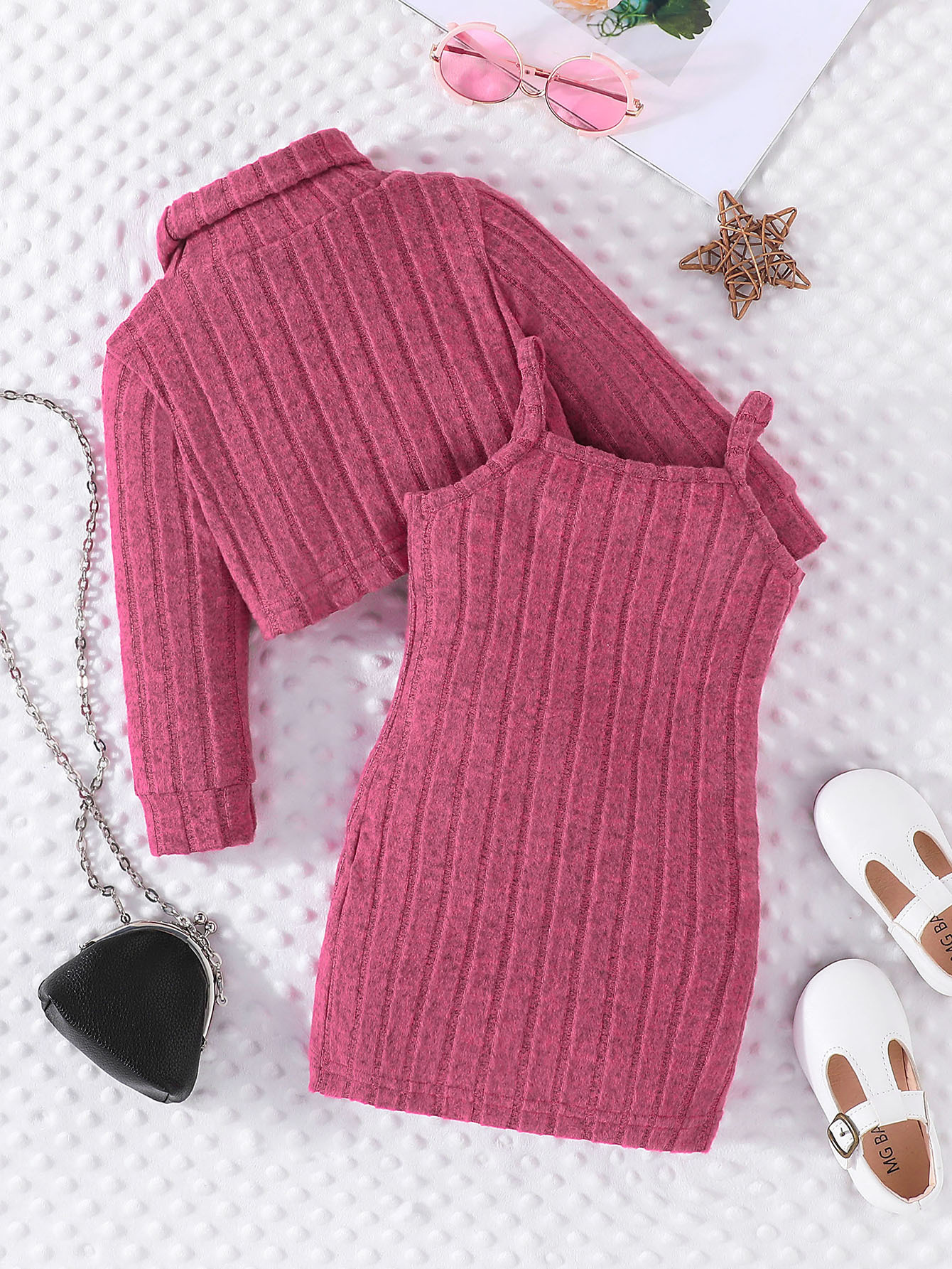 Mädchen Strickoberteil Und Rock Set Langarm Herbst Outfit_voghion.com