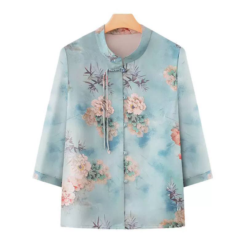Летняя рубашка для бабушки 2025, новый кардиган для женщин среднего и старшего возраста, маленькая рубашка, летний костюм для мамы, топ для пожилых женщин