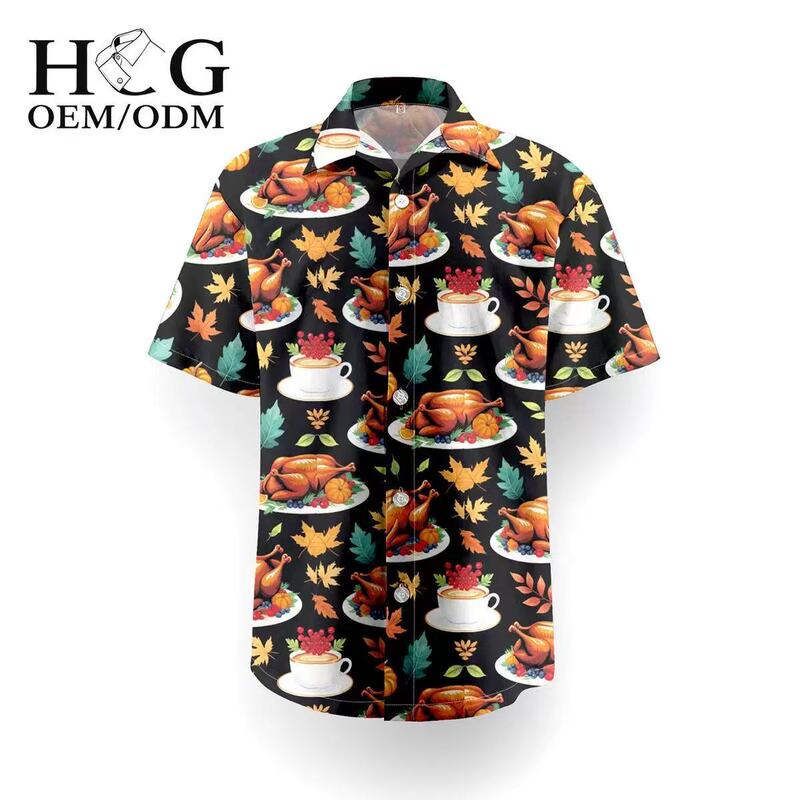 Four Seasons Festival Limited Edition Full-Print Shirts Thanksgiving Turkey/Christmas Snowman Series Casual Short Sleeves Four Seasons Festival Limited Edition Full-Print Shirts Thanksgiving Turkey/Christmas Snowman Series Casual Short Sleeves