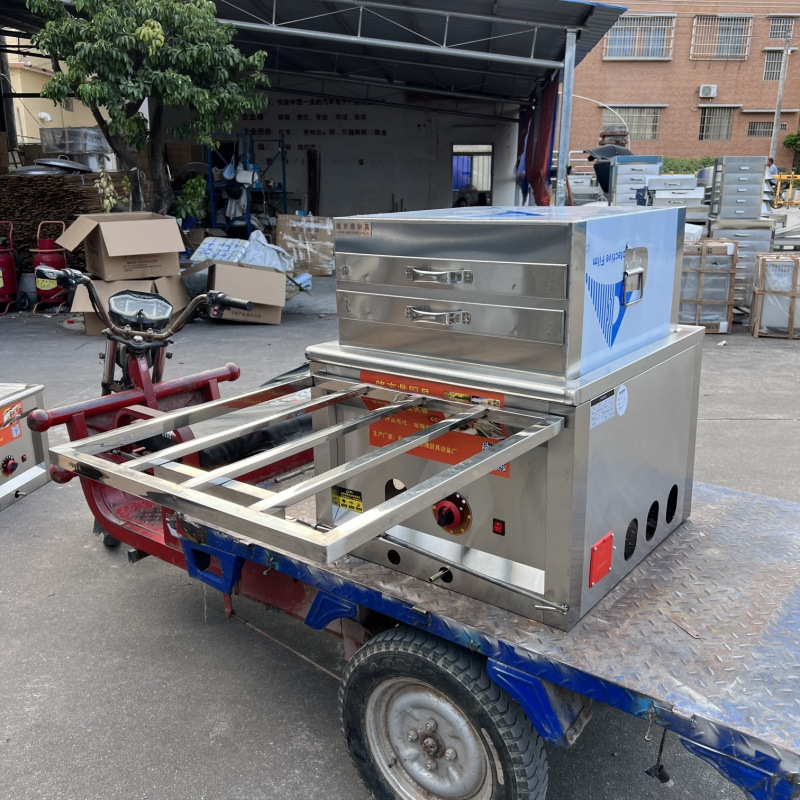 Longjingding modelo de coche de tres ruedas máquina de salchichas de gas vapor comercial multifuncional horno de salchichas de vapor de desayuno cabina completa image 14