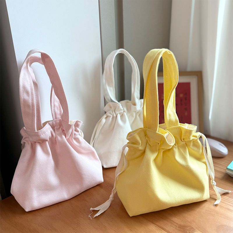 Japanese-Style Handbag Lunch Bag, Large Capacity Solid Color Drawstring Lunch Box Bag, Wholesale Fresh and Simple Drawstring Canvas Bag Japanese-Style Handbag Lunch Bag, Large Capacity Solid Color Drawstring Lunch Box Bag, Wholesale Fresh and Simple Drawstring Canvas Bag