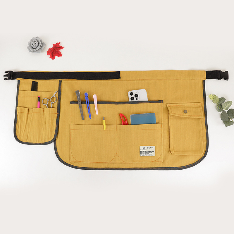 Transfronterizo Amazon lona delantal corto multibolsillo café ropa de trabajo jardinería delantal logo personalizado