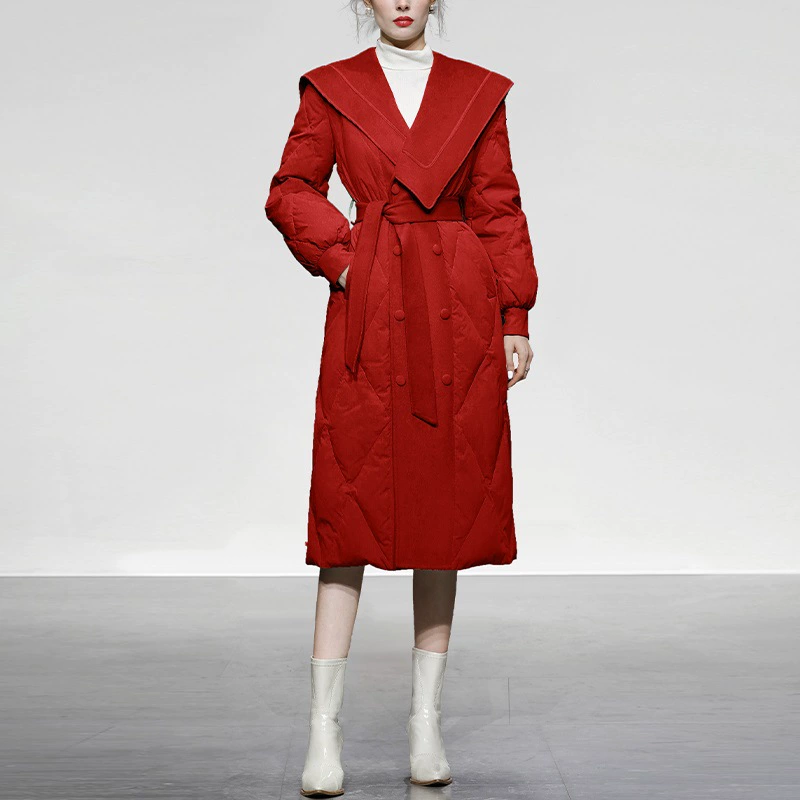 Зимнее женское Новое поступление, королевский синий приталенный миди белый утиный пуховик, утолщенная куртка выше колена с лацканами