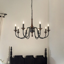 暗黑系实木客厅吊灯美式复古餐厅蜡烛灯法式中古卧室书房灯casagd