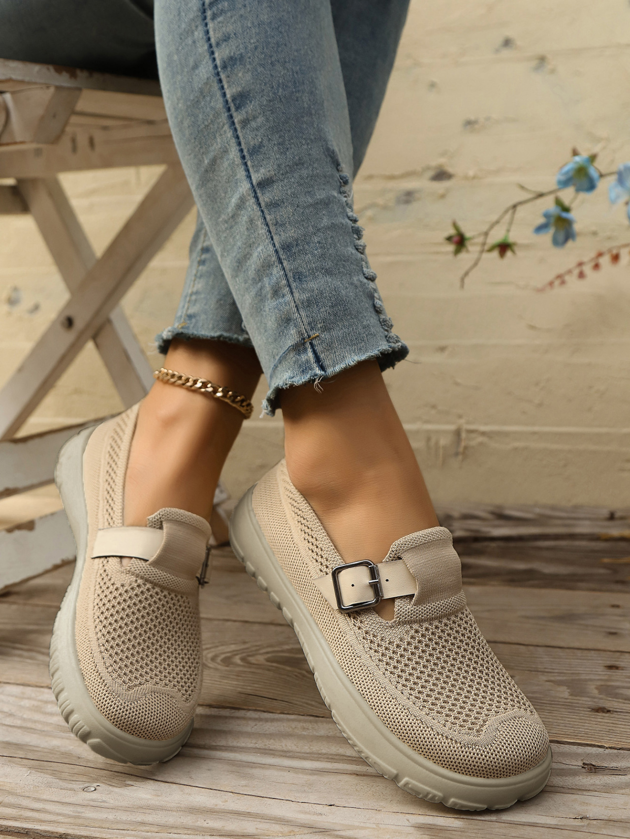 Women's Breathable Mesh Platform Slip-on Casual Shoes For Ladies_voghion.com