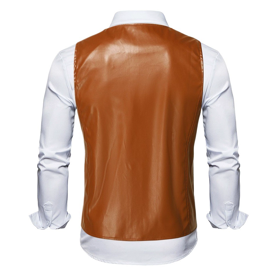 Трансграничный Amazon Wish Европейская и американская мода мужской жилет из искусственной кожи корейский Приталенный жилет с V-образным вырезом лошадь