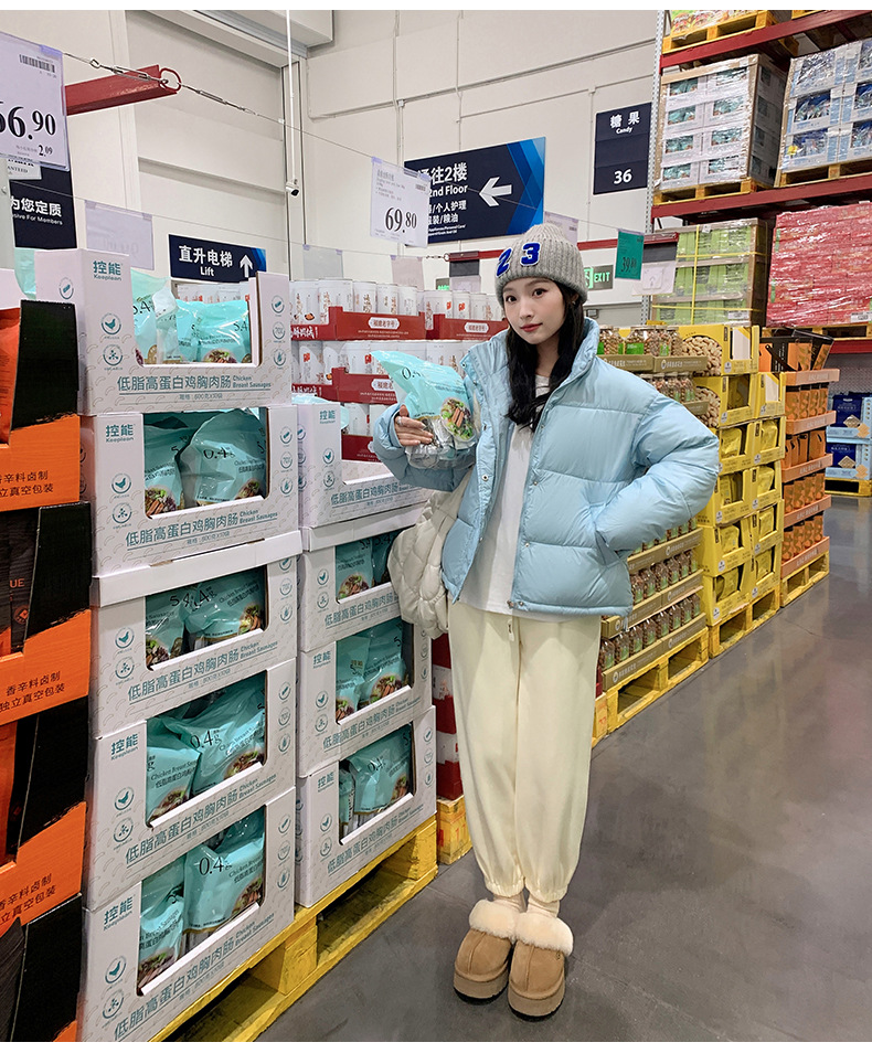 Katoenen jack dames korte 2023 winter nieuwe stijl kleine staande kraag donsjack verdikte katoenen damesjack_voghion.com