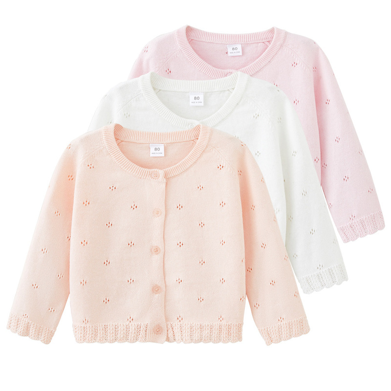 2026 Spring and Autumn Knitted Cardigan Jacket for Small and Medium-Sized Children, Class a Baby Girls' Sweater, Hollow-Out Thin Style Summer 2026 Spring and Autumn Knitted Cardigan Jacket for Small and Medium-Sized Children, Class a Baby Girls' Sweater, Hollow-Out Thin Style Summer