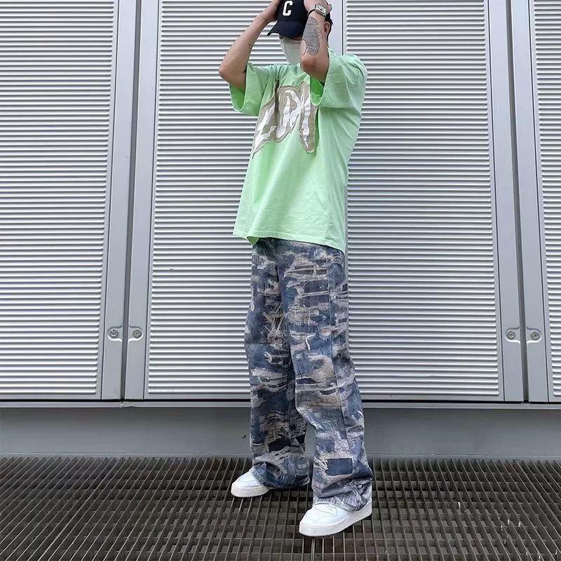 High Street Trend Весенняя и осенняя новая пара джинсы для мужчин и женщин