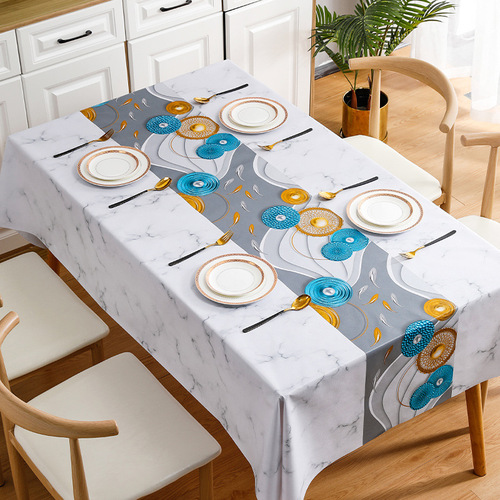 Benzhiliuguangniu light luxury tablecloth waterproof and oil-proof PVC tablecloth rectangular coffee table cloth ins style yarn fabric