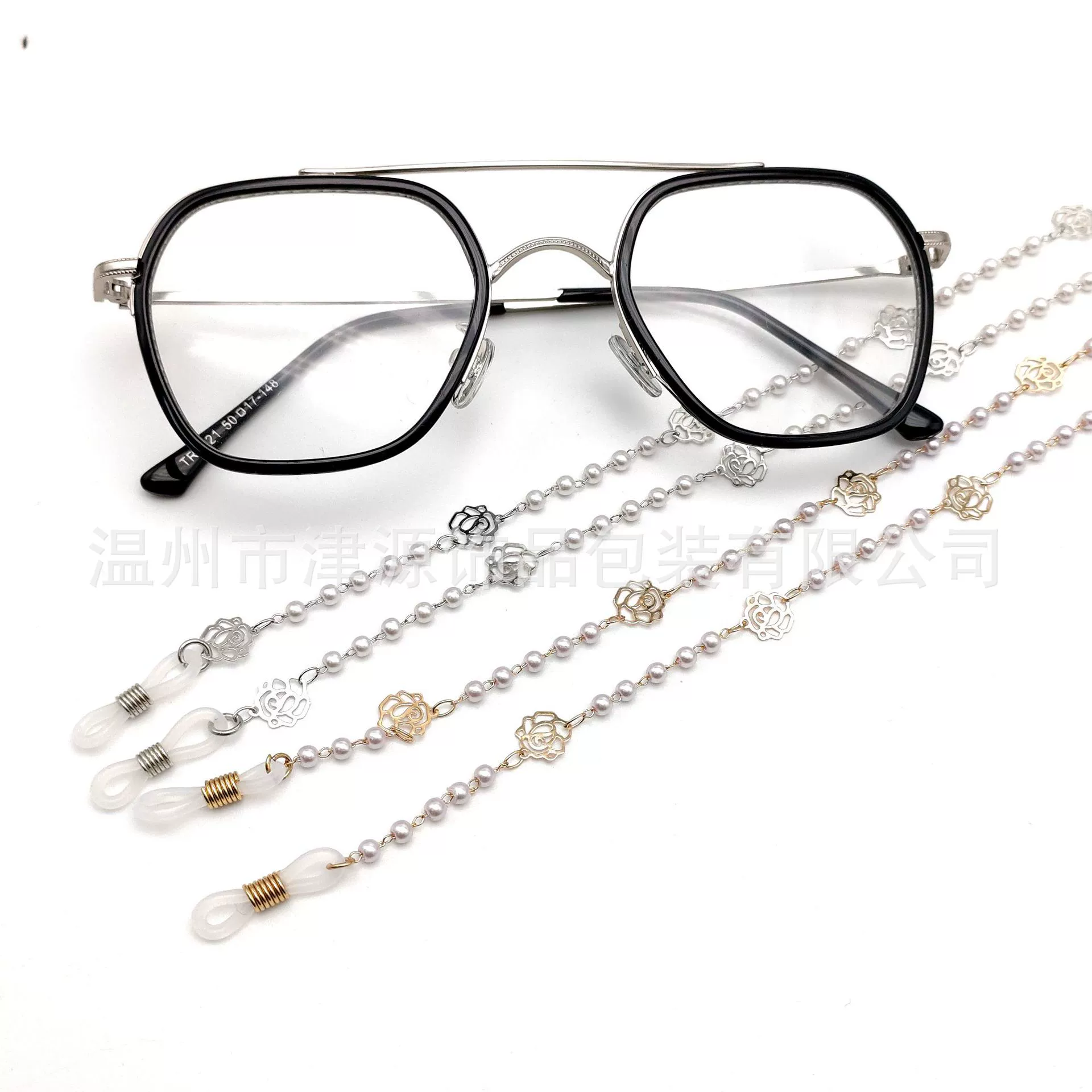 Jinyuan белый жемчуг очки цепь микс и матч металлический цветок элегантный темперамент очки аксессуары