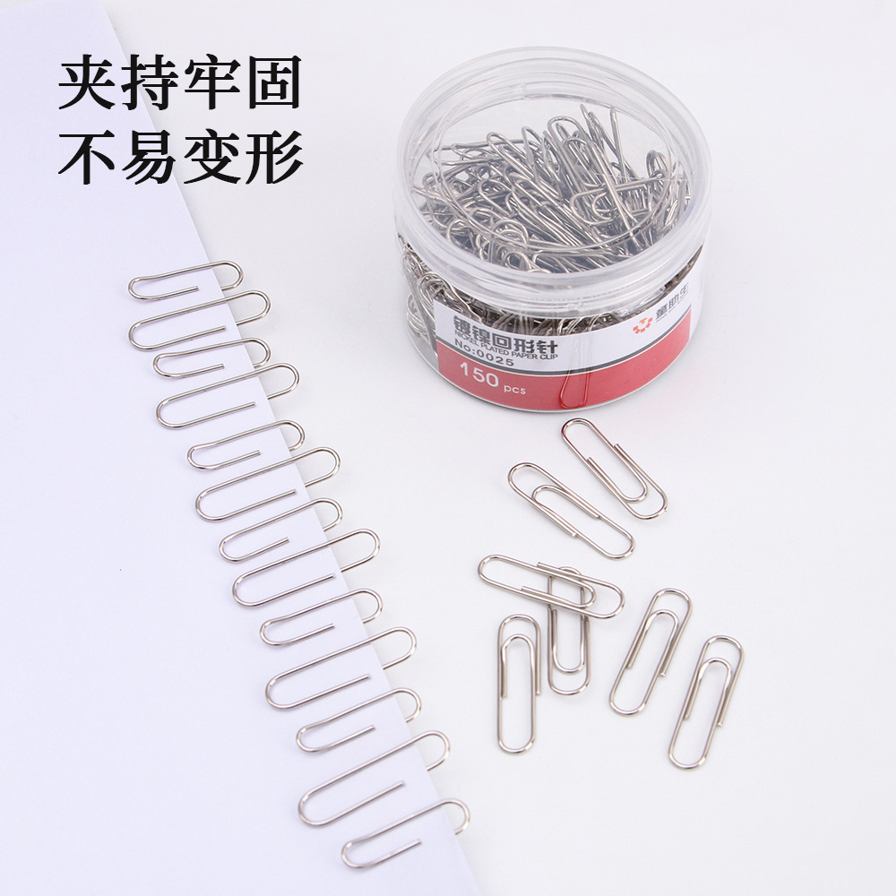 Creativo níquel chapado clips 150 cartuchos de 29mm para suministros de oficina pequeños pines níquel chapado clips al por mayor