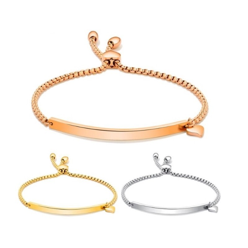 Mother's Day love gift bracelet love pendant box chain Women's stainless steel lettering rose gold curved bracelet