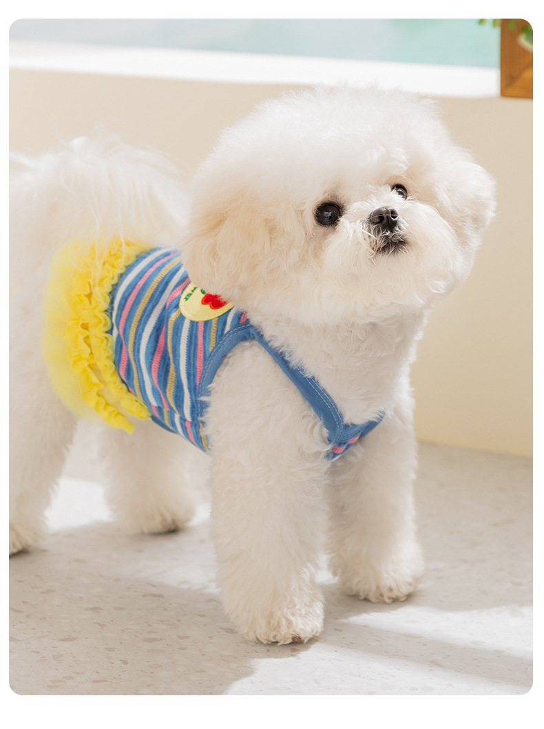 Gestreiftes Hasen-blumen-trägerkleid Für Hunde Sommerweste_voghion.com