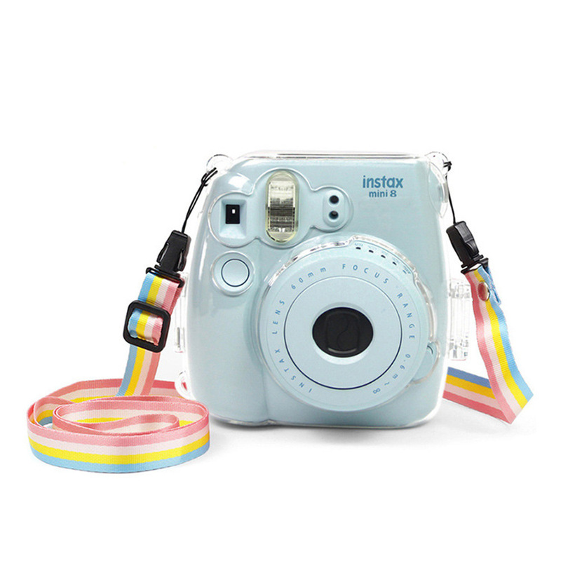 Special Transparent Crystal Case for Polaroid Instax Mini8/9, Anti-Collision Pc Crystal Case Protective Cover with Rope