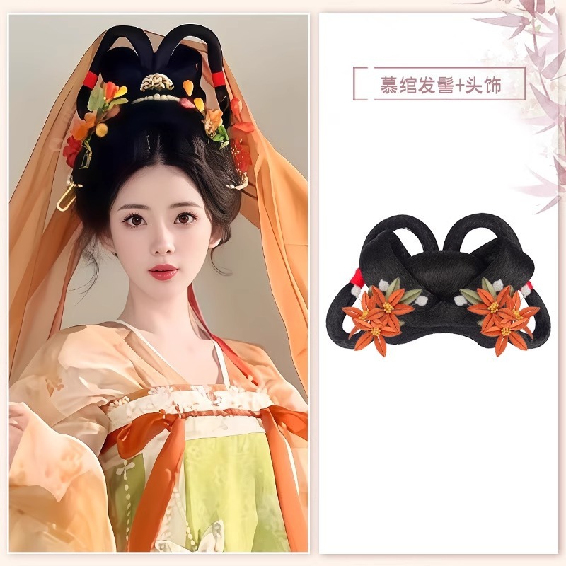 古风假发包汉服假发头饰发髻盘发古装一体发饰女日常唐风发包垫发|undefined