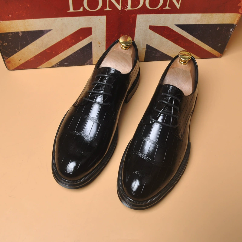 Офис в форме мужская кожаная обувь бизнес повседневный коричневый толстый подошв с высокой винтажной шнуровкой