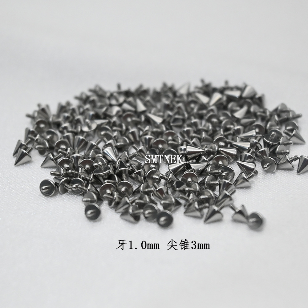 SMTNEKチタン鋼外歯先錐頭内歯棒唇釘ピアス頭部部品ステンレス穿刺部品