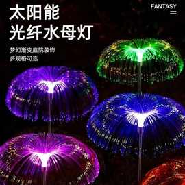 太阳能七彩光纤水母地插灯户外庭院花园别墅草坪芦苇灯装饰景观灯