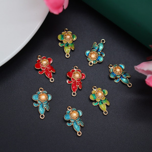 Alloy electrophoresis color retention double hanging drop oil single bead holder pendant diy shares Hanfu cheongsam Palace style hairpin accessories
