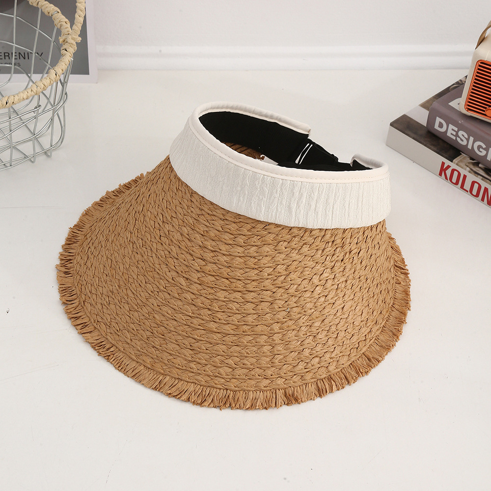 Sombrero de paja con lazo – estilo veraniego, ala ancha, para playa o vacaciones al aire libre