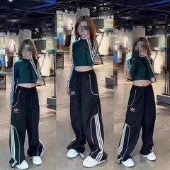 男女パンツ 2025 春織りストレートワイドレッグパンツカジュアルパンツスポーツパンツ 3480
