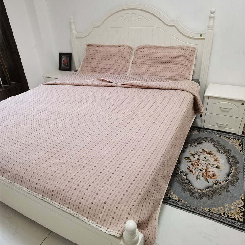 2021新款棉4層紗布A類無熒光多層蓋毯毛巾被多功紗布毯床蓋3件套