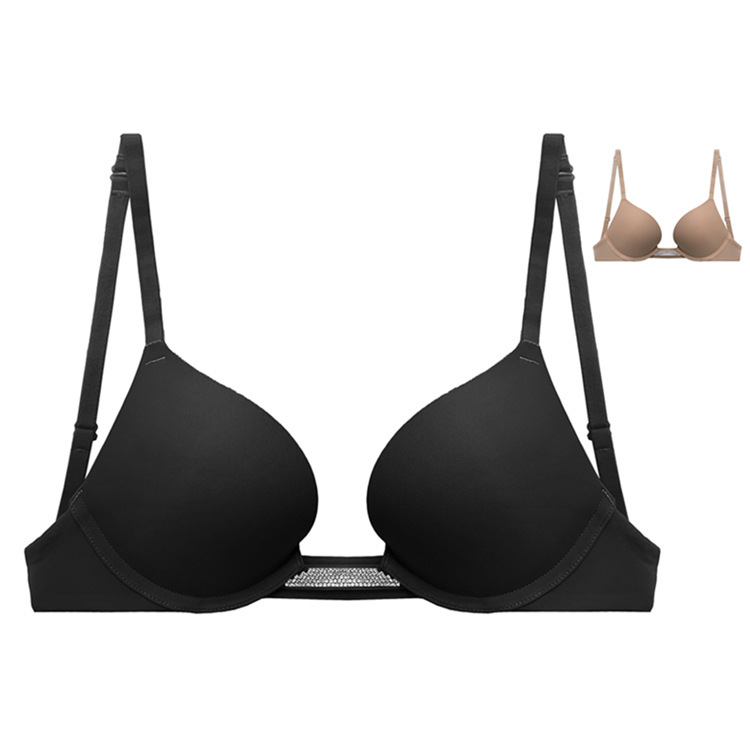 Dropshipping! 0063 Rhinestone Large Backless Glossy Push-Up Bra with Thin Top and Thick Bottom Backless Beauty Back Bra for Women