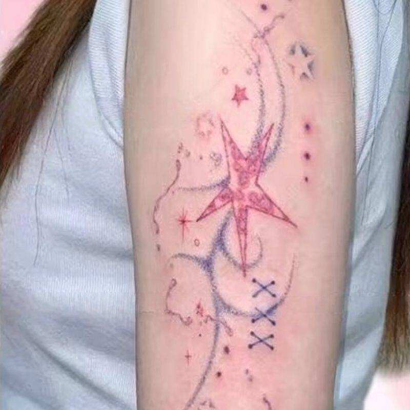 Colorful Starfish Temporary Tattoo Stickers for Arms and Legs, High Aesthetic Value, Non-Reflective, Washable, for Sweet and Cool Girls