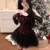 Red brace, vest, gloves, tutu skirt, lifting effect