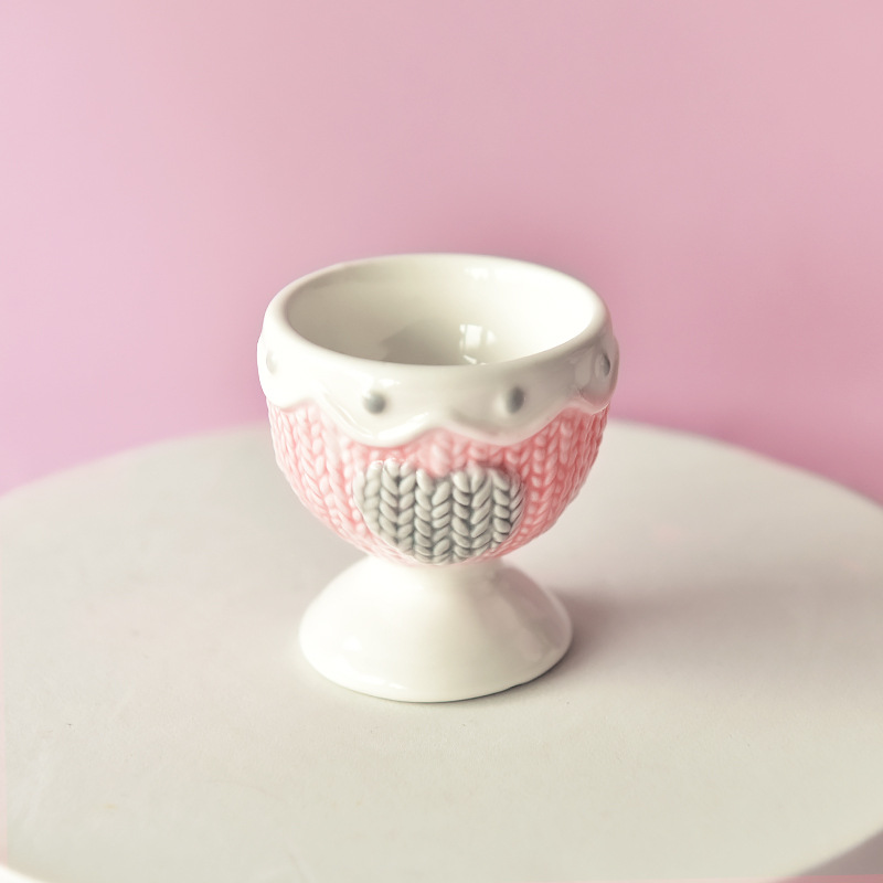 Desayuno de cerámica de estilo europeo taza de huevo mesa de comedor huevo estante titular Copa huevo al vapor estante titular