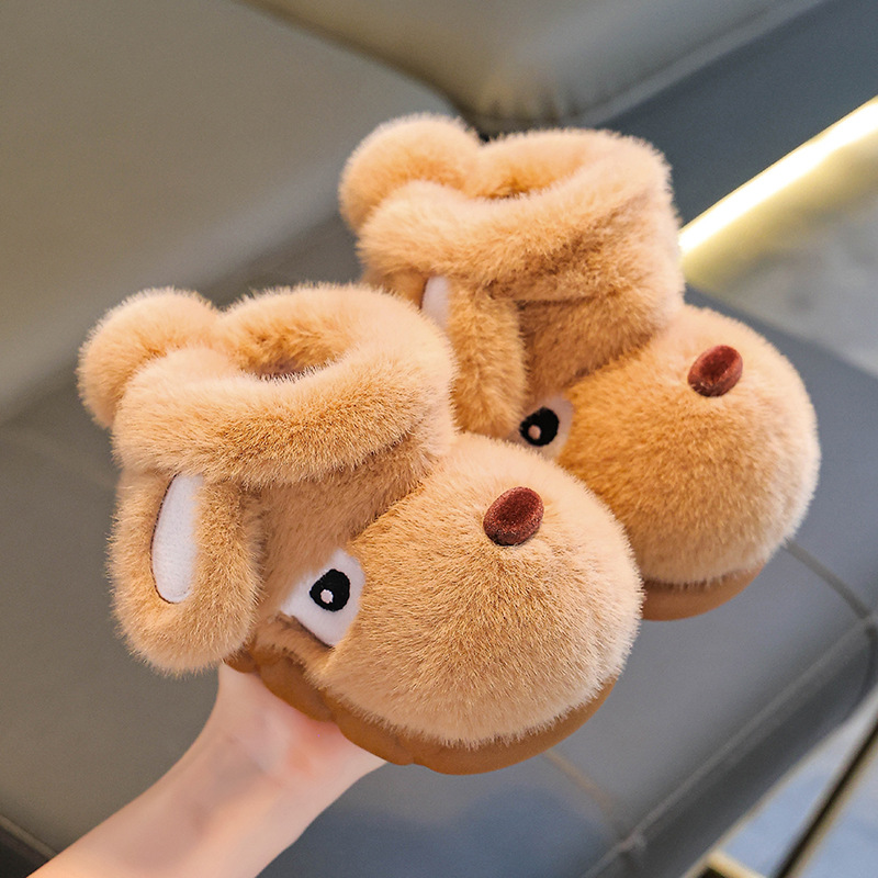 Paquete de invierno para niños zapatos de talón de algodón 2025 nuevos zapatillas de algodón de lana caliente y antideslizante para padres y niños