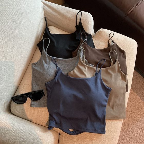 Beautiful Back Pure Desire Backless Camisole Vest Women's Summer Outer Wear with Chest Pad Bra One-piece Unique Exquisite Short Top