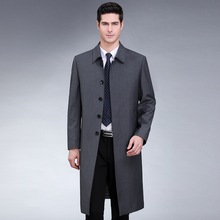 中老年品牌风衣男商务休闲长款外套秋装男士爸爸装加大码高端上衣