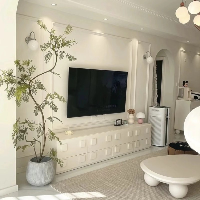 电视柜落地奶油风卡门柜客厅组合斗柜现代简约床头柜多功能收纳柜