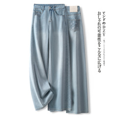 浅色阔腿牛仔裤女春秋2025新款刺绣亮片复古今年流行爆款直筒裤子