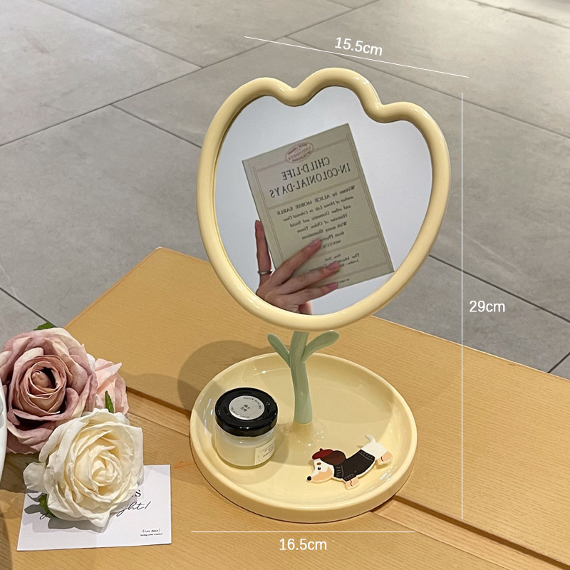 Espejo de maquillaje de alta sensación espejo de flores espejo de maquillaje de escritorio espejo de princesa giratorio espejo de maquillaje de tocador espejo de belleza