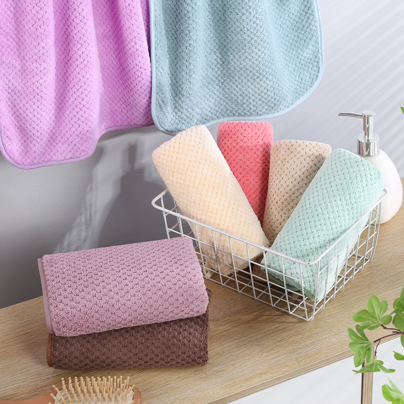 High-density coral velvet-edged towels with extra thickness, pure color face towels, water-absorbent cartoon multi-color imported single-item towels