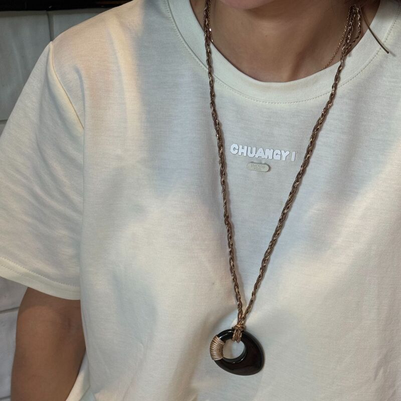 不规则环扣手工绕绳项链女新中式复古小众设计感长款毛衣链配饰品|undefined